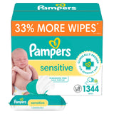 Pampers Baby Wipes, Sensitive, Water Based Wipe, Clinically Proven, Hypoallergenic, and Unscented for Babies, 1008 Wipes Total (12 Flip-Top Packs)
