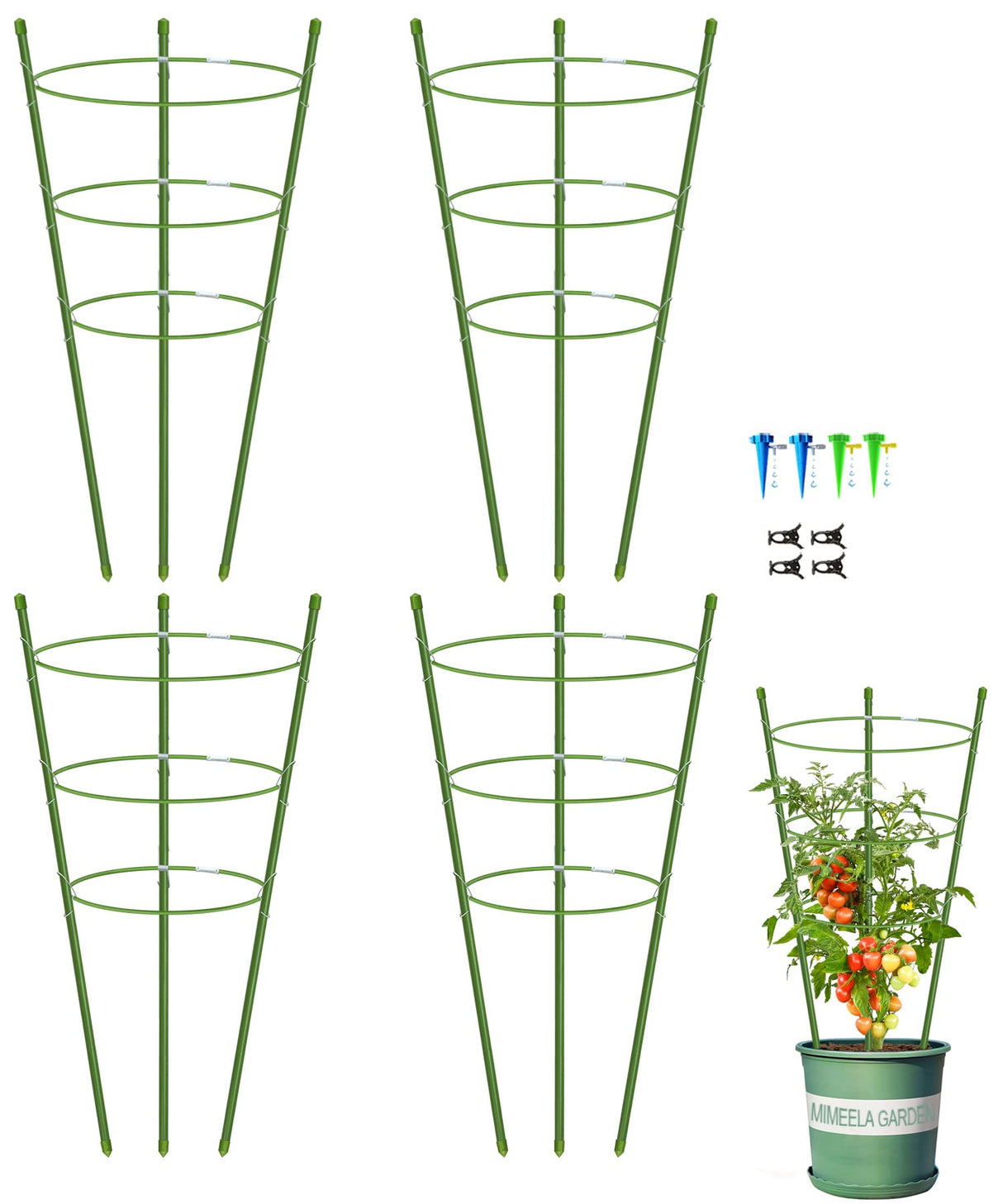 4 Pack Garden Plant Support Tomato Cage, Upgrade 24" Trellis for Climbing Plants, Plant Trellis Kits (24")