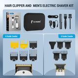 BESTBOMG Hair Clippers & Trimmer Ceramic T-Blade Cordless Haircut Sets Rechargeable 2000mAh/1200mAh with 10 Guide Combs & for Men/Father/Husband/Boyfriend