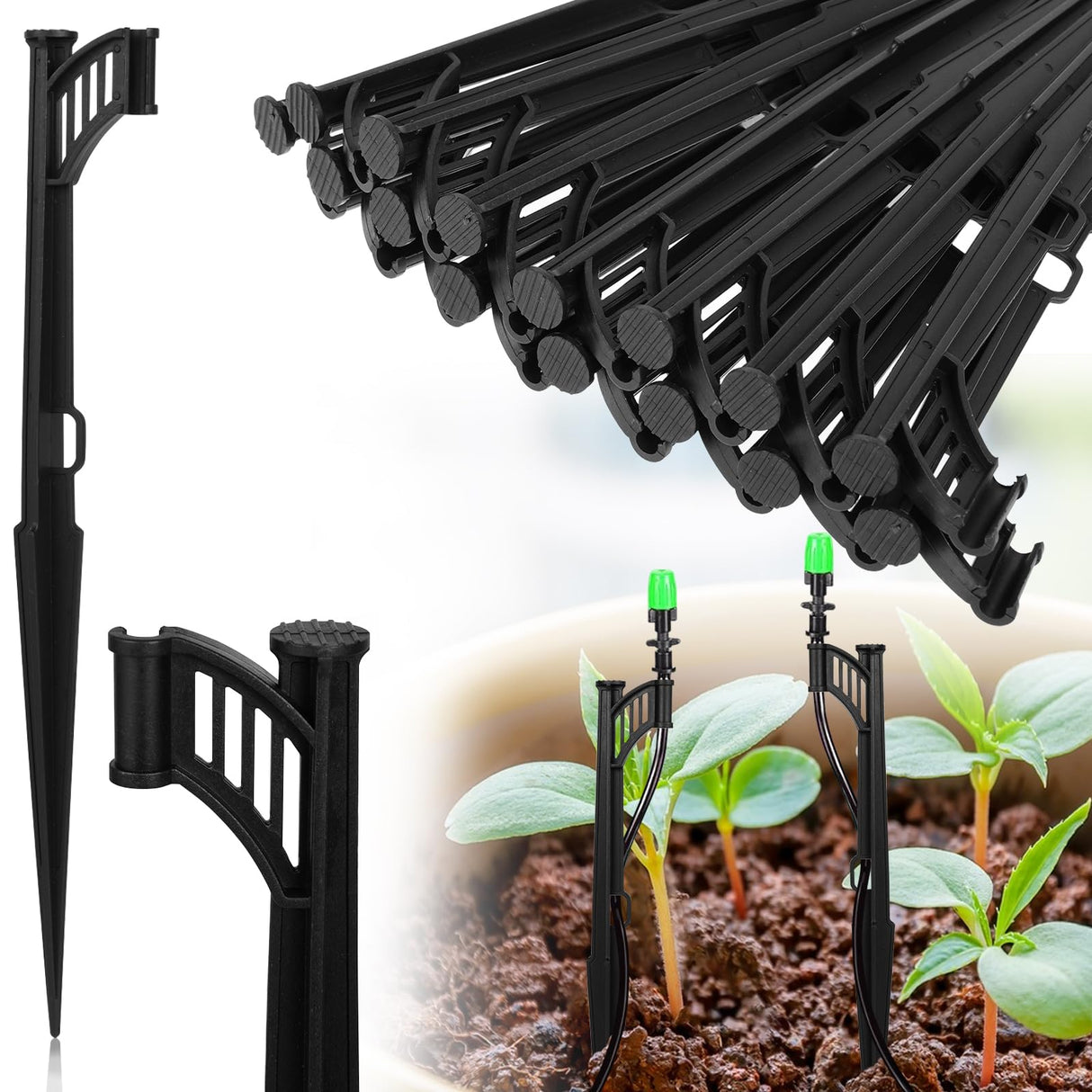30 Pcs 12.8" Irrigation Drip Support Stakes 1/4 Inch Drip Irrigation Stakes for 1/4 Inch Drip Irrigation Tubing Hose Holder Drip Irrigation Support Stakes for Gardens Irrigation Supplies