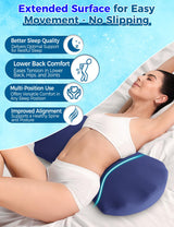 Lower Back Pain Relief Pillow for Sleeping Memory Foam Lumbar Support Pillow for Side Back Sleepers - Ergonomic Cooling Waist Pillow - Back Pain Relief Wedge Cushion Bolster Pillow for Bed, Car, Sofa