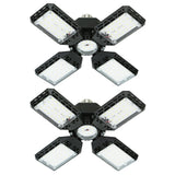 QiyuanLS 2-Pack LED Garage Light, 150W Deformable LED Ceiling Lights, 15000LM Garage Lighting with 4 Adjustable Panels, E26/E27 Shop Lights for Basement, Workshop, Attic