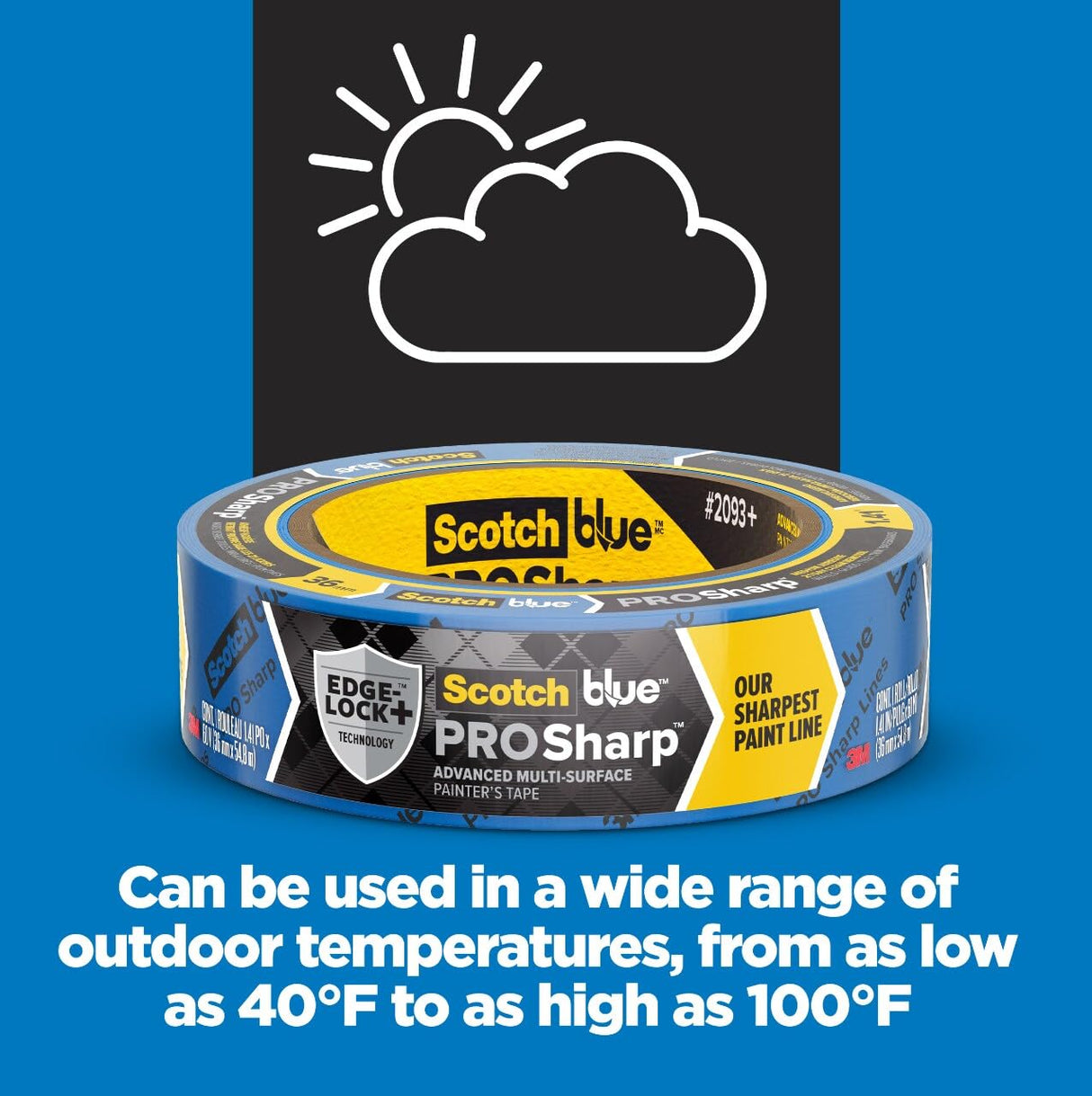 ScotchBlue PROSharp Painter's Tape 1 Inch Wide (0.94 in x 60 yd) 3 Rolls Blue Tape Protects Surfaces and Removes Easily, Edge-Lock Tape for Indoor and Outdoor Use (2093+-24AC3)