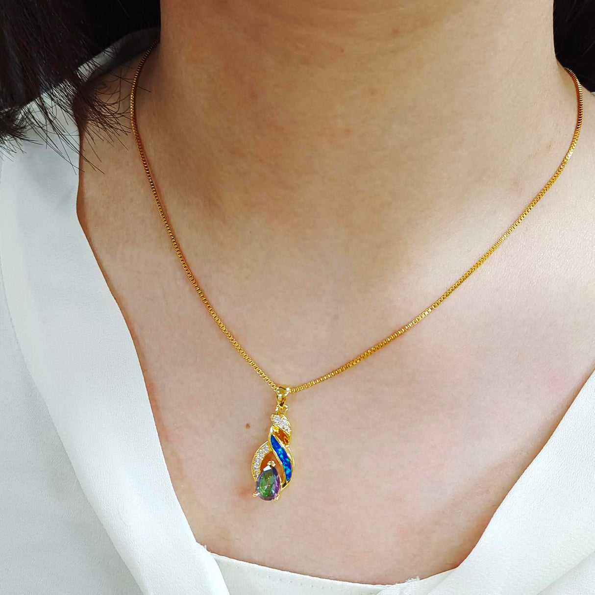 Hermosa Jewelry Sets Australian Created Opal Necklace Earrings Mother's Day Gifts Jewelry for Mom (JS6)