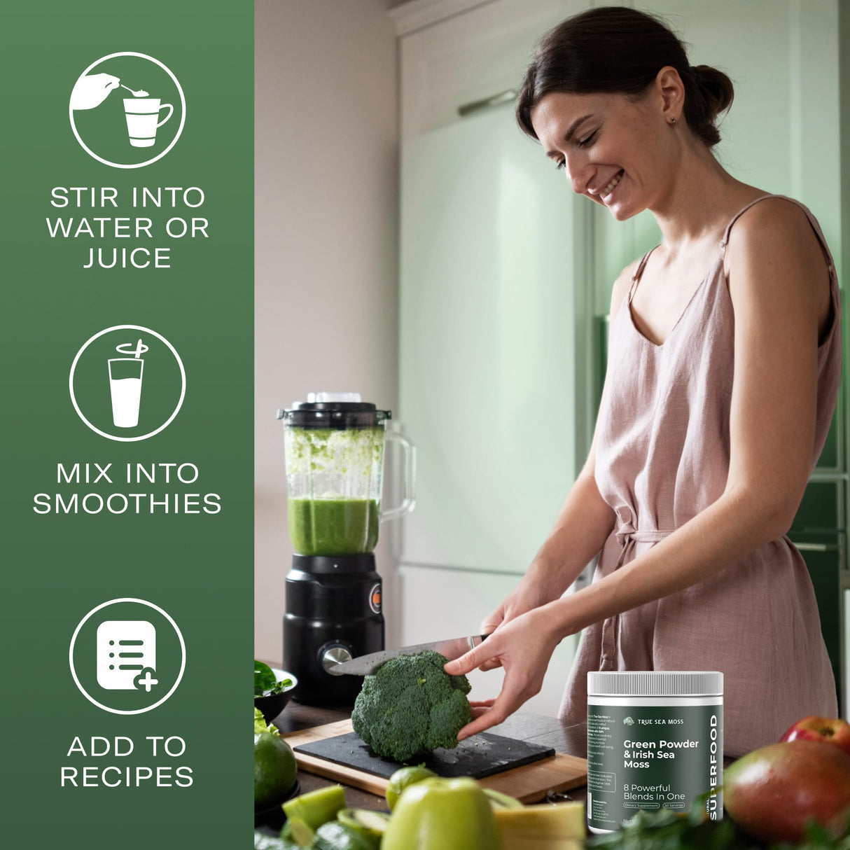 Super Greens Powder with Matcha for Digestive & Gut Health – 25 Organic Superfoods with Probiotics, Prebiotics, Enzymes & Sea Moss – Vegan Superfood Powder for Bloating & Regularity - 30 Servings