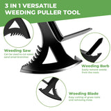 2 Crack Weeder Tool Set—5.1in Extended Metal Crevice Weeding Brush & Multi-Blade L-Shape Manganese Steel Weed Puller,Weeding Moss Remover Tool for Weeding