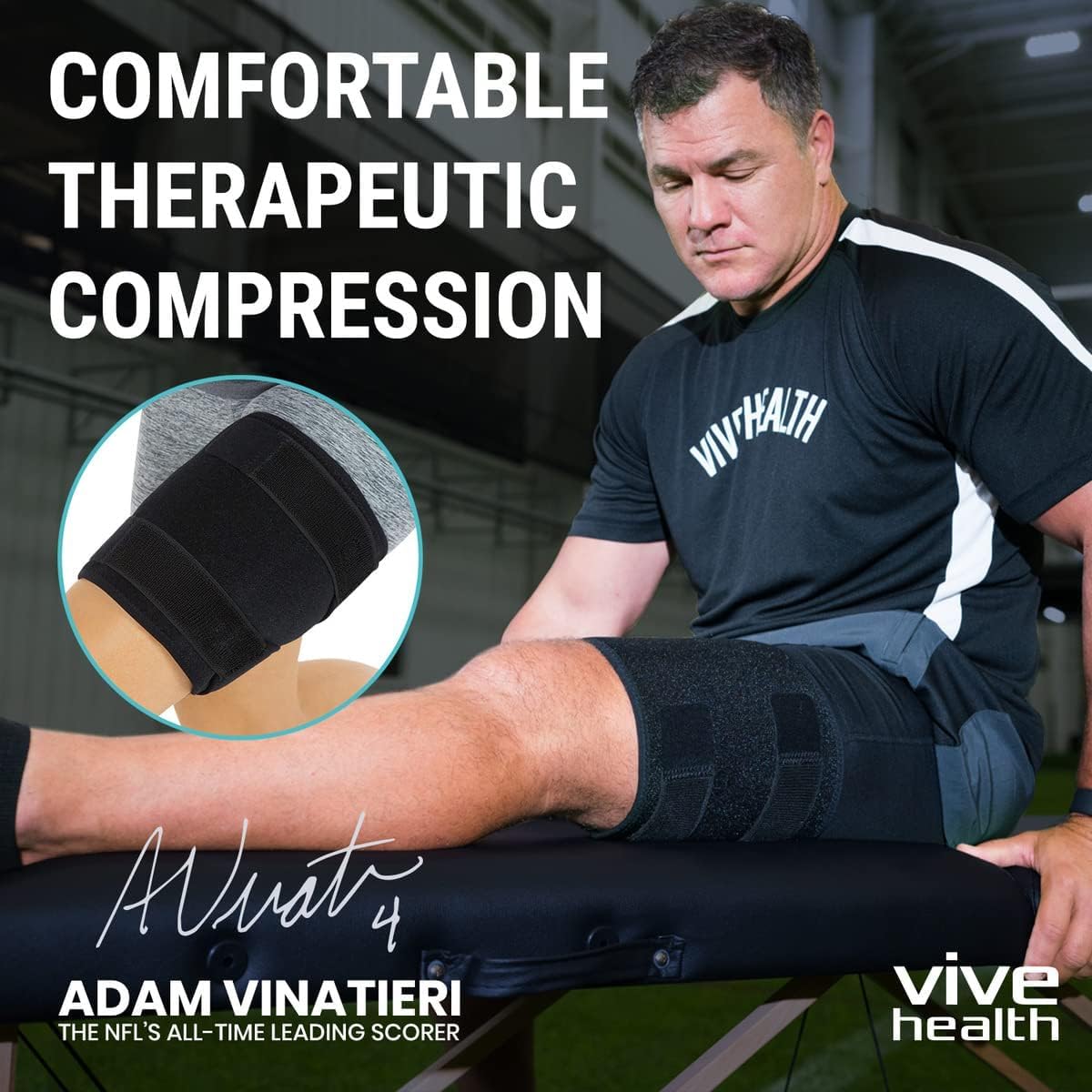 Vive Thigh & Hamstring Compression Sleeve Brace for Men & Women (2 Pack, Black) - Pain Relief Support Wrap for Sciatica, Hip Flexor, Groin, Leg, Upper Thigh - Quick Results & Sciatic Nerve Recovery