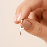 SAE99 925 Sterling Silver Cross Pendant Charm, Very Tiny Minimalist Faith Religious Jewelry