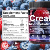 Creatine Monohydrate Gummies Complex 8000mg for Men and Women, Containing L-carnitine & Taurine, Build Muscle, Boost Energy, Faster Recovery, Pre-Workout Supplement, Raspberry & Blackberry, 120 Count