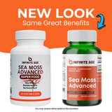 INFINITE AGE 2 Pack of 1250mg Sea Moss Advanced Superfood Capsules, 120 Count - High-Potency, Vegan, Made in The USA - Irish Seamoss, Bladderwrack, Burdock Root - Overall Health, Immunity Support