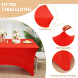 Fixwal 3 Pack Red Table Cloths Rectangle 6FT, Tablecloths Rectangular Stretch Spandex Fitted Table Covers 6 ft for Festival Parties, Christmas Decorations, Trade Shows, Banquet, Weddings, Event