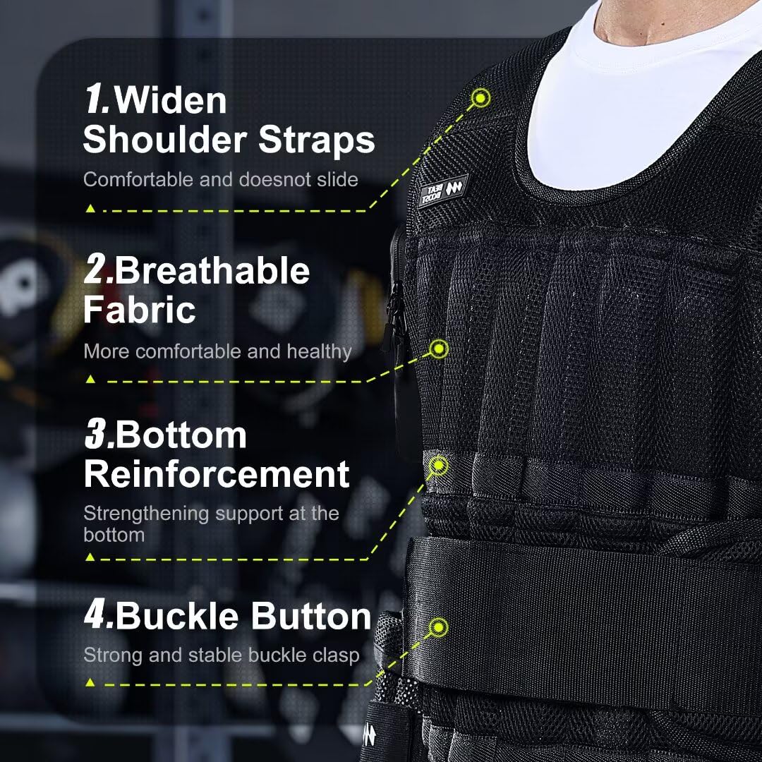 BeatBoost Weight Vest for Men Women Weighted Vest 40 lb Adjustable Weights with 64 Steel Plates Weights for Strength Training Walking Workout Running