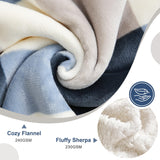 PU MEI Sherpa Fleece Throw Blanket 60" x 80" Reversible Plush Fluffy Large Big Blanket Lattice Flannel Blankets for Sofa Couch Bed (Grey-Soft Blue, 60"*80")