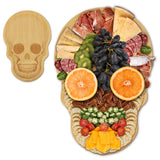 Funny Skull Aperitif Board XILAZAB Unique Large Bamboo Wood Halloween Charcuterie Cheese Cutting Board Spooky Skeleton Decorative Serving Platter Tray for Thanksgiving Christmas Housewarming Party