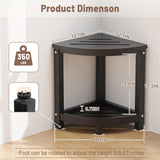 ONSGLM Shower Stool - Corner Bench Seat with HDPE Waterproof Shaving Legs, Baffle Storage Shelf, Indoor/Outdoor Use, Black