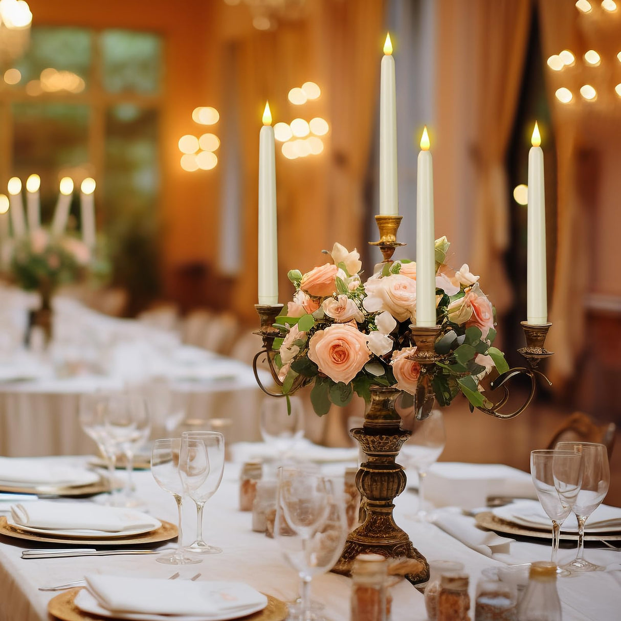 Flameless Taper Candles with Remote Control and Timer, Battery Operated LED Candlesticks with Flickering 3D Flame, 9.6 Inches Plastic Fake Candles for Christmas, Wedding and Home Decor (Ivory, 15)