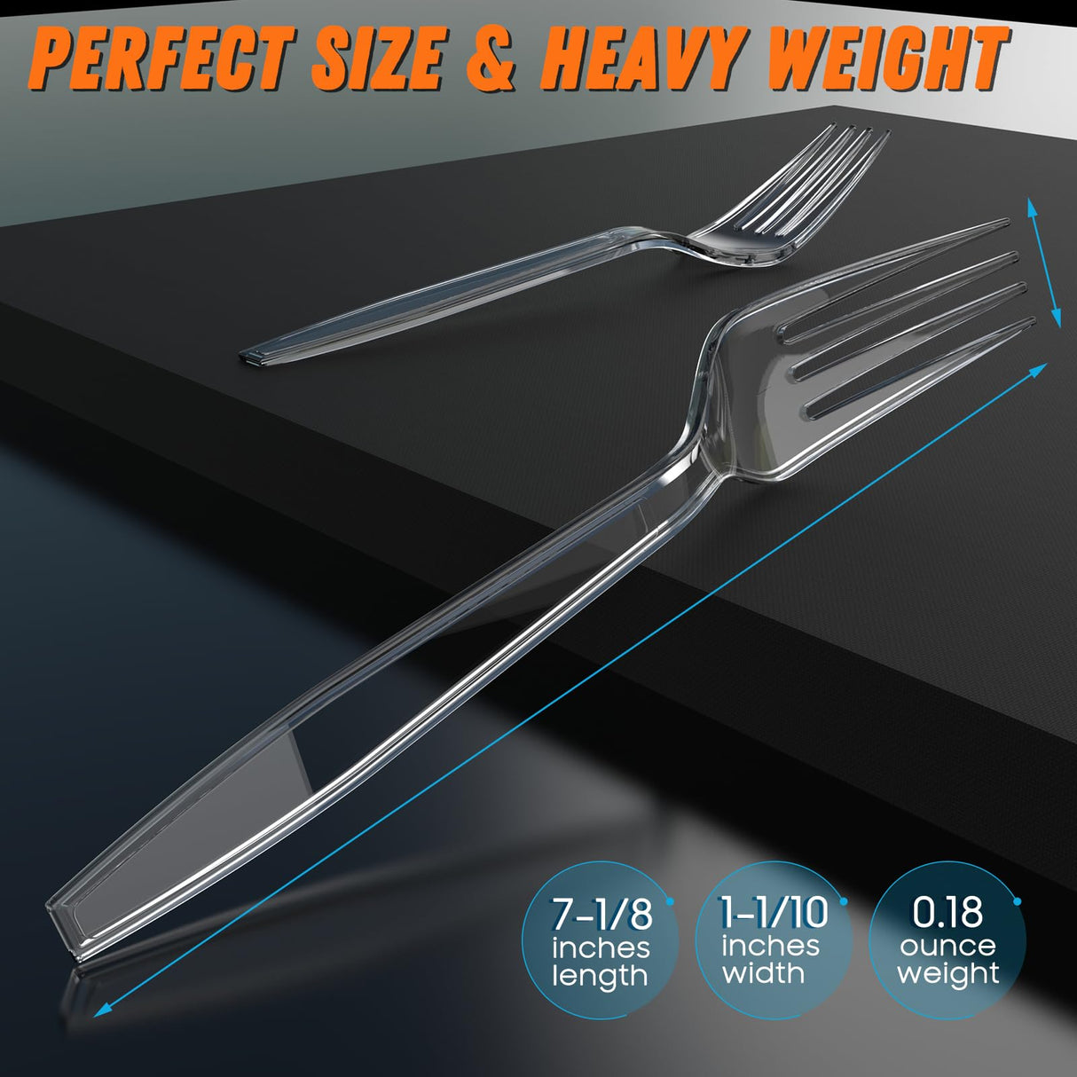 360pc 7.1" Clear Plastic Forks Heavy Duty with Heat Resistant & BPA Free, Solid and Durable Plastic Cutlery, Premium Disposable Forks for Party Supply