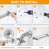 2 Pack 24 inch Shower Grab Bars 1.25 inch ADA Safety Grab Bars for Bathroom 500 lbs Support 304 Stainless Steel Assist Bath Handle Brushed Nickel