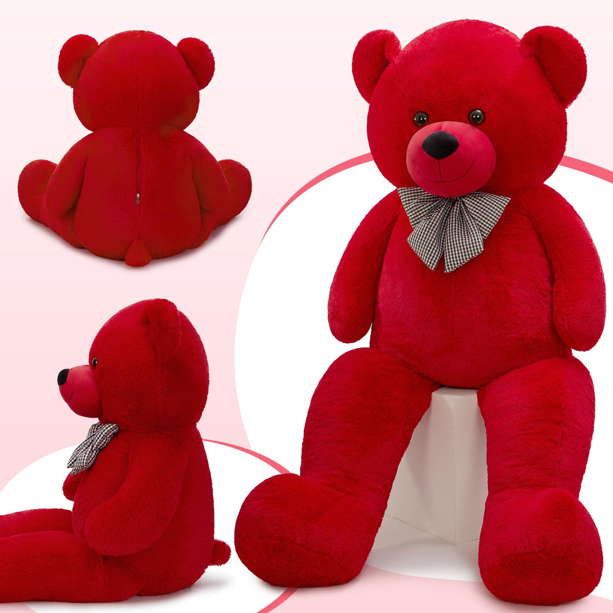 MaoGoLan Giant Teddy Bear Stuffed Animal 47inches,Red Classic Big Teddy Bear Plush Toy,Adorable and Fluffy Teddy Bear Gift for Christmas,Valentines Day,Baby Shower,Birthday,or Long Distance