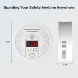 3 in 1 Multi Gas Detector Smoke Carbon Monoxide and Heat Detector 10 Year Battery Powered CO Alarm with Clear LCD Display and Audible Alarm for Home Safety and Protection Includes Battery
