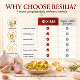 MiloLabCo Resilia Aged Garlic Extract Softgels with CoQ10 Ubiquinol, Odorless 2-Year Matured Garlic Supplement, Non-GMO, 60 Softgels
