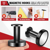 Buelkmag Magnetic Hooks for Cruise Cabins, Black 150lb Strong Magnetic Hooks, Magnetic Coat Hook, Heavy Duty Magnets for Wreath, Classroom, Hanging, Grill, Cruise Ship, Camping, 6Pcs