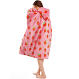 Narecte Oversized Blanket Hoodie Wearable Blanket Sweatshirt for Women Adults Soft Hooded Blanket Warm Oversized Hoodie Blanket Birthday Gifts for Women Christmas Gift for Friends Female Strawberry