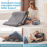 MEGCXIT 3PCS Bed Wedge Pillow for Headboard, 10-in-1 Adjustable Foam Wedge Pillow for Acid Reflux Relief, 23” Wide Triangle Pillow Wedge for Post Surgery, Back Pain Relief & Snoring, Grey