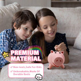 PHOCAS Hamm Piggy Bank Unbreakable Cute Pink Pig Money Bank Plastic Saving Coin Bank for Kids Christmas Birthday Gift