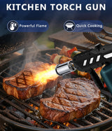 Powerful Propane Torch with Detachable Design, Kitchen Blow Torch Gun with Adjustable Flame, Torch Burner Flamethrower for BBQ, Charcoal Lighter, Campfire, Weeding (Tank Not Included)