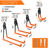 HUPBIPY 12 Pack Garage Hooks Heavy Duty Utility Steel with Anti-Slip Coating Wall Mount Storage Organizer for Hanging Power and Garden Tools, Ladders, Hose, Bikes, Ropes, Bulk Items, and More