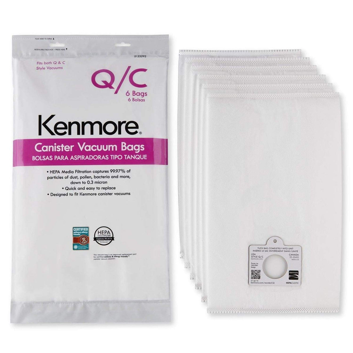 Kenmore Canister Vacuum Bags Type Q & C (6)