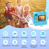 Kids Camera Instant Print, Christmas Birthday Gifts for Girl Boys 3-12 Years Old, FHD Selfie Digital Video Cameras Toddler 3 Rolls Print Paper & 32G Card (Blue)
