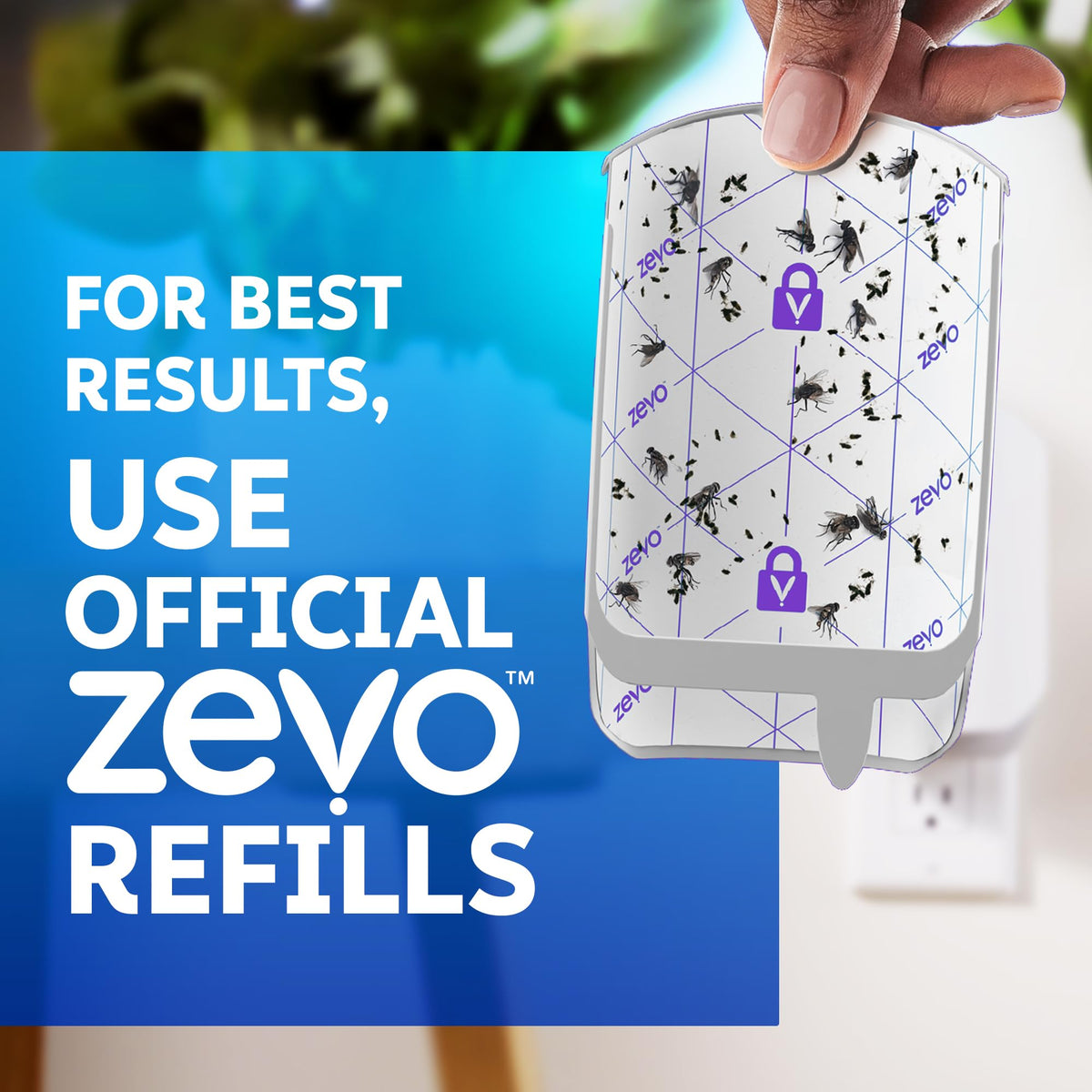 Zevo Flying Insect Trap for Fruit Flies & Gnats, 2 Plug-in Bases, 4 Refills
