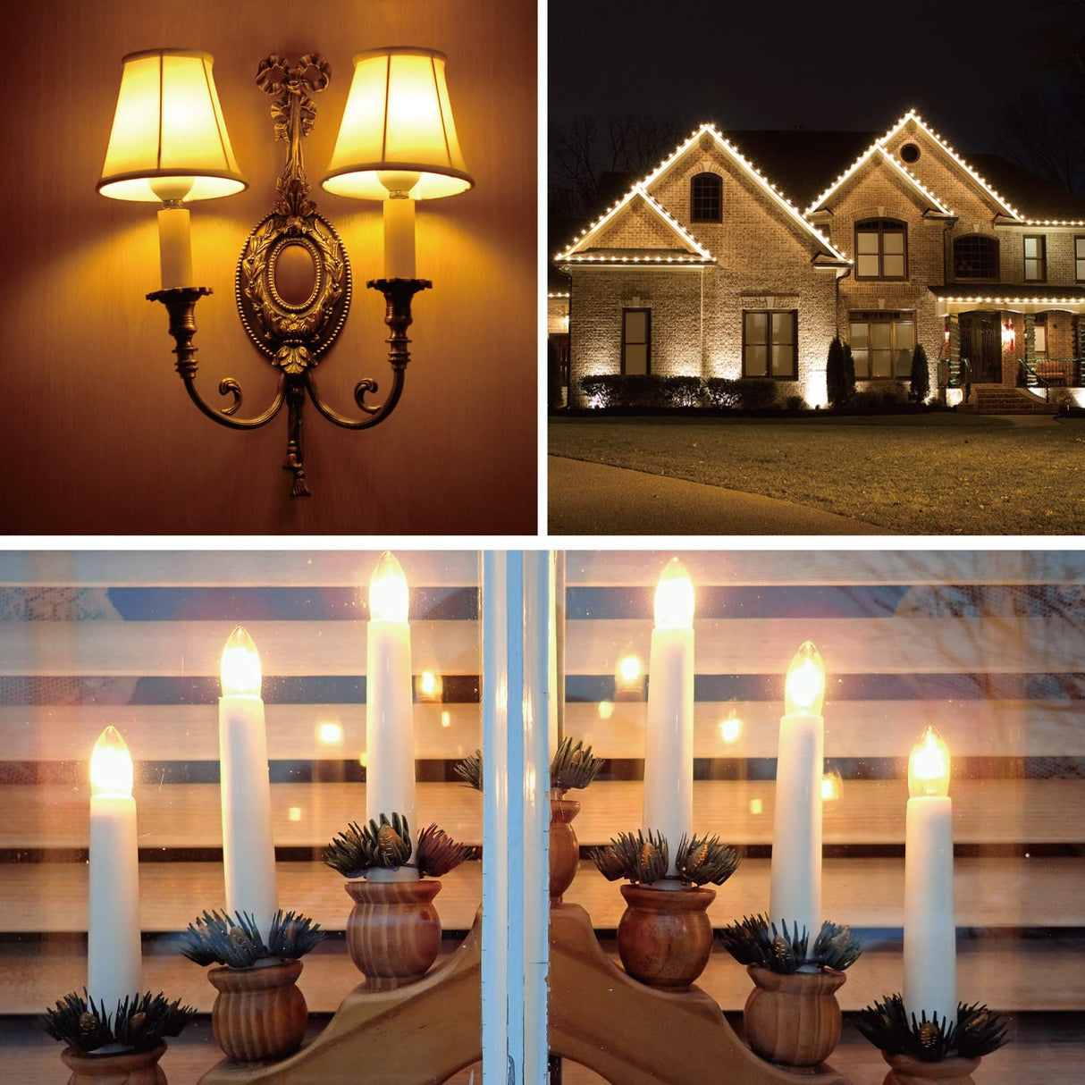 Meconard C9 Led Replacement Christmas Light Bulbs, 100 Pack C9 Shatterproof Plastic Led Bulbs for Christmas Outdoor String Lights, E17 Intermediate Base, Commercial Grade Holiday Bulbs, Warm White.