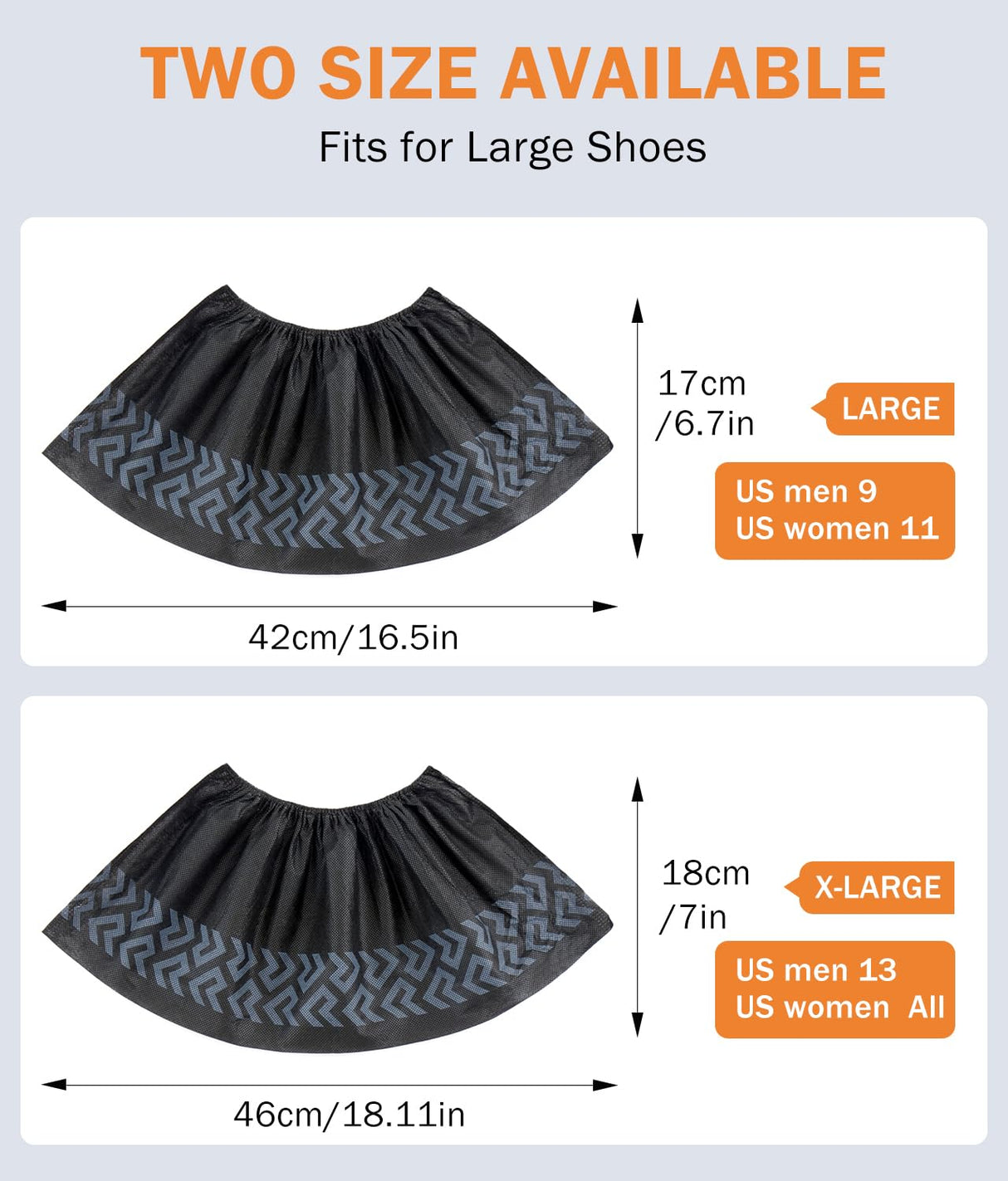 X-Large 100 Pcs Shoe Covers Disposable Non-Slip,Shoe Covers for Indoors Reusable,Slip-resistant, Durable, Breathable, Non-Woven Booties for Shoes Covers,Stretchable Fits Up To13 US Men,Black