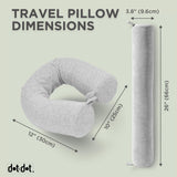 Dot&Dot Twist Memory Foam Travel Pillow, Bendable Neck Pillow for Airplane, Car and Home, 26-Inch Adjustable Roll with Washable Cotton Cover, Gray