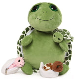 Karister 6Pcs Turtle Stuffed Animals with Three Babies Inside Shell,14" Sea Turtle Plush Pillow Toy with Two Eggs, Stuffed Tortoise for Kids, Ocean Plush for Birthday Christmas or Baby Shower