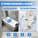 UGarden Folding Shower Chair Seat, 17.5" Stainless Steel Small Shower Chair for Inside Shower, 400lbs Portable Travel Shower Stool, Safety Anti-Slip Bath Chair for Seniors, Disabled, Blue