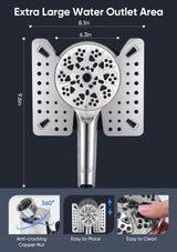 Shower Head with Handheld High Pressure, Rain Shower Head with Fixed Showerhead and 9 Sprays Handheld Shower, Detachable 2-IN-1 Shower head with 59" Rotatable Stainless Steel Hose (Chrome)