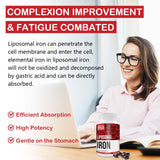 Liposomal Fe Iron Supplement for Women, 65 mg Iron Supplement with Folic Acid & Vitamin B12 for Men, Daily Blood & Energy Support for Adults Iron Deficiency 60 Softgels (1 Bottle)