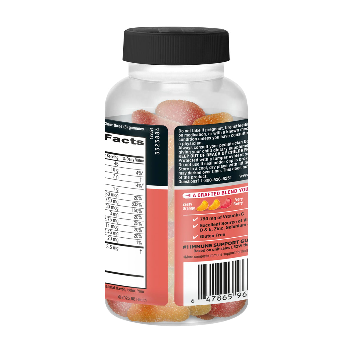 Airborne 750mg Vitamin C Gummies for Adults, Immune Support Supplement with Powerful Antioxidants Vitamins A C & E - 2x63ct Bottles (126 Gummies), Assorted Fruit Flavor