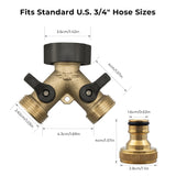 Vancoco Garden Hose Splitter - 2 Way Hose Splitte rwith On/Off Valves, 3/4 inch Garden Hose Connector and Y Splitter, Adapter for Garden Tap, Outdoor Outlet ＆ Spigot