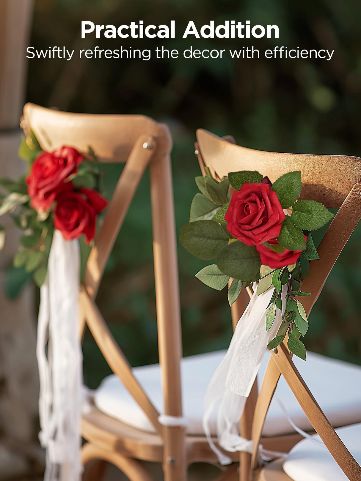 InnoGear Artificial Flowers, 50 Pcs Dark Red Foam Fake Roses Bulk with Stems for Decoration Celebration DIY Wedding Bouquets Centerpieces Bridal Shower Party Christmas Tree