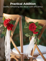 InnoGear Artificial Flowers, 50 Pcs Dark Red Foam Fake Roses Bulk with Stems for Decoration Celebration DIY Wedding Bouquets Centerpieces Bridal Shower Party Christmas Tree