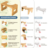 KingPavonini Bamboo Toilet Stool Squat 7in & 9in Heights Adjustable, Foldable Poop Stool for Adult, Potty Stool for Bathroom with Non-Slip Grooves Portable, Space-Saving, 400 lbs Capacity