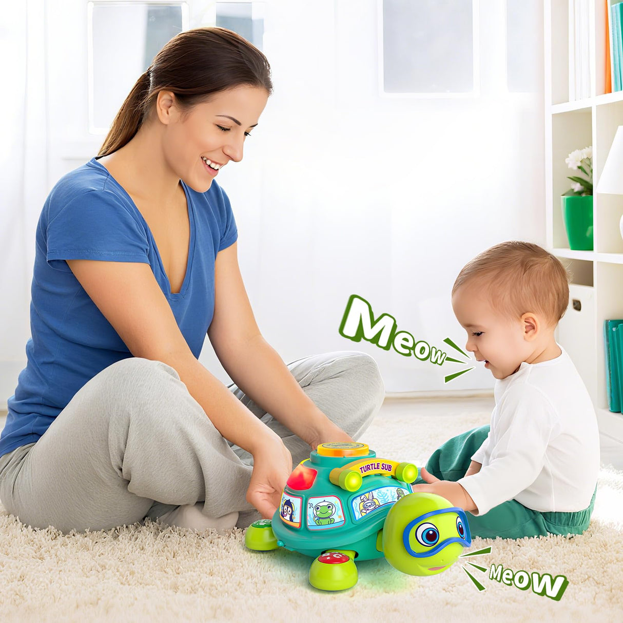 Baby Toys 6-12 Months, Musical Turtle Baby Crawling Toys 7 8 9 10 Months, Light up Infants Tummy Toy, Bilingual Educational Turtle, Gifts Present for Christmas Baby 4 5 6 12 Month