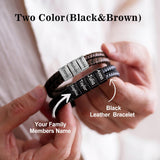 LASTSTA8 Fathers Day Dad Gifts from Daughter Son Custom Bracelet with Famliy Name Adjustable Braided Leather Bracelets Personalized Father‘s Day Bracelet for Dad