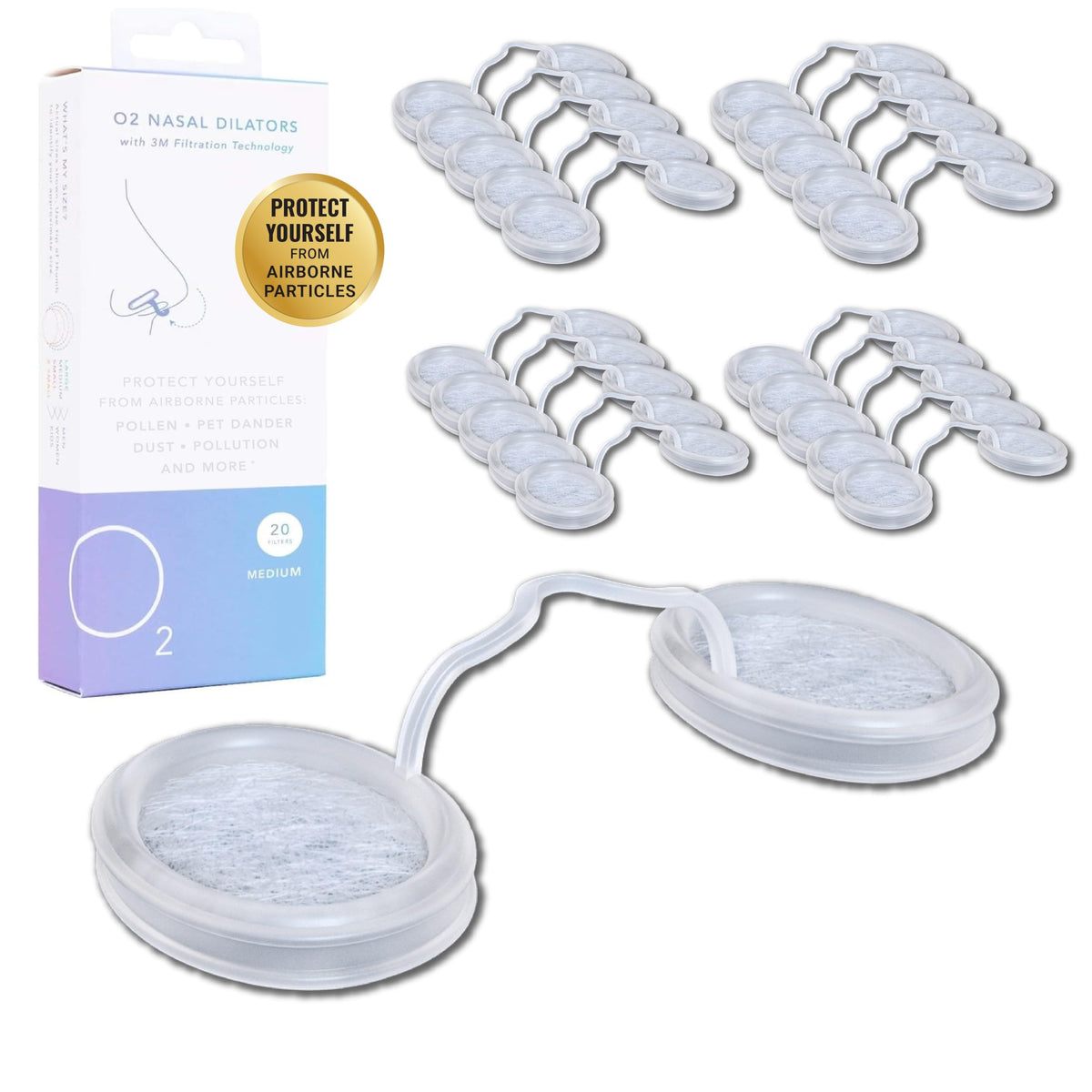 O2 Nose Filters with 3M Filtration - Nasal Screens for Allergies, Dust ...