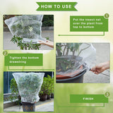 Drawstring Blueberry Netting for Bushes (4 Pack 3.28×2.62FT) - Easy Install Reusable Garden Netting, Protective Mesh for Fruit Trees & Tomato Plants, Blocks Birds, Squirrels & Insects